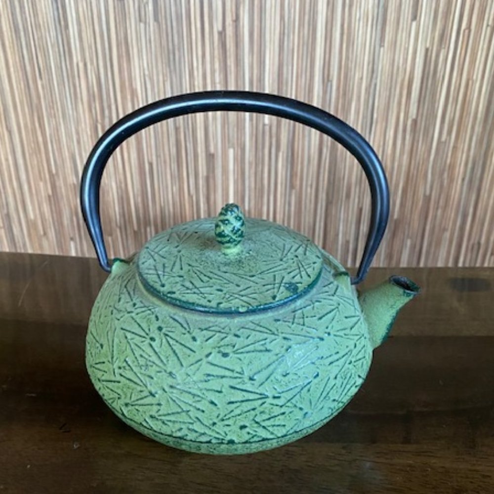 Asian Japanese Cast Iron Tea Pot Green